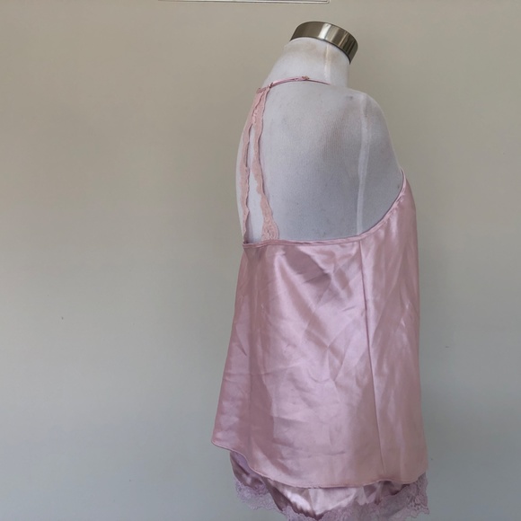 Pink Nightie Set Extra Small Pink Satin White Lace Internat'l Concepts Intimates - Picture 9 of 10
